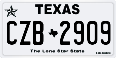 TX license plate CZB2909