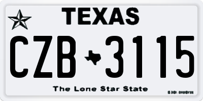 TX license plate CZB3115