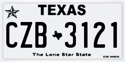 TX license plate CZB3121