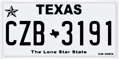 TX license plate CZB3191
