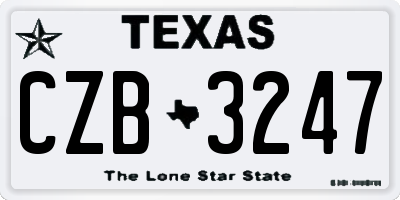 TX license plate CZB3247