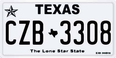 TX license plate CZB3308