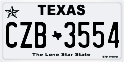 TX license plate CZB3554