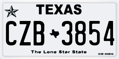 TX license plate CZB3854