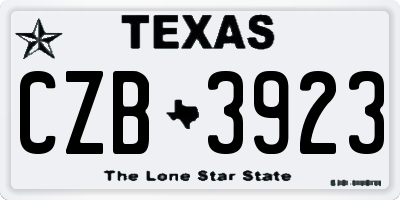 TX license plate CZB3923