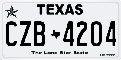 TX license plate CZB4204