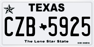 TX license plate CZB5925