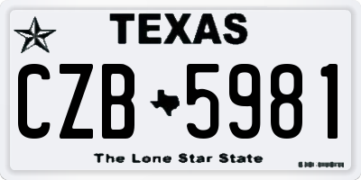 TX license plate CZB5981