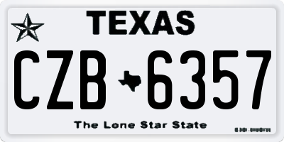 TX license plate CZB6357