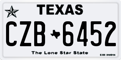 TX license plate CZB6452