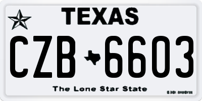 TX license plate CZB6603