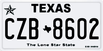 TX license plate CZB8602