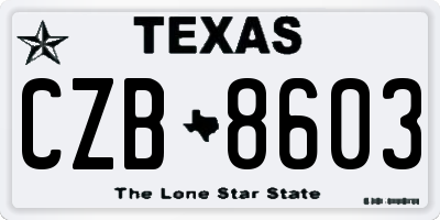 TX license plate CZB8603