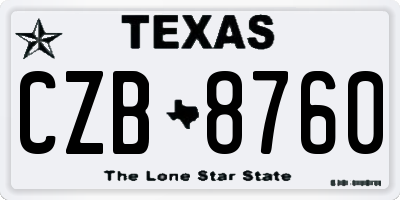 TX license plate CZB8760