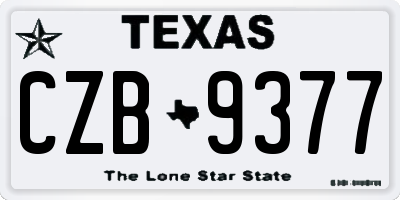 TX license plate CZB9377