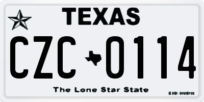 TX license plate CZC0114