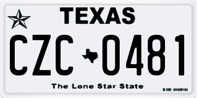 TX license plate CZC0481