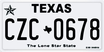 TX license plate CZC0678