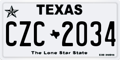 TX license plate CZC2034