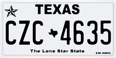 TX license plate CZC4635