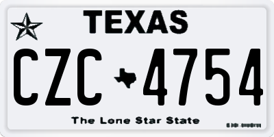 TX license plate CZC4754