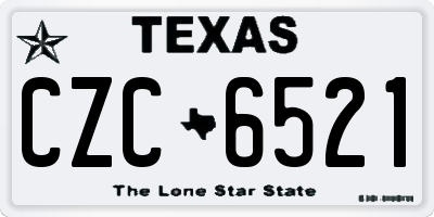 TX license plate CZC6521