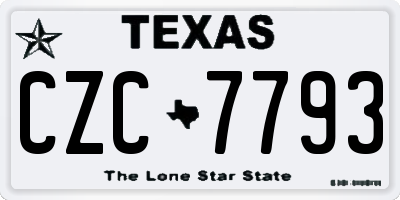 TX license plate CZC7793
