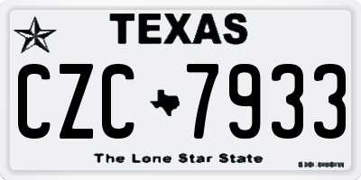 TX license plate CZC7933