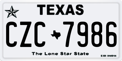 TX license plate CZC7986