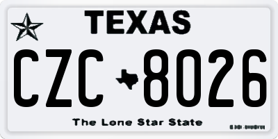 TX license plate CZC8026