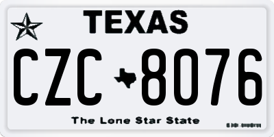 TX license plate CZC8076