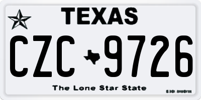 TX license plate CZC9726