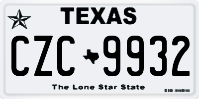 TX license plate CZC9932