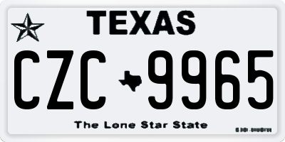 TX license plate CZC9965