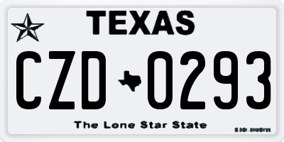 TX license plate CZD0293