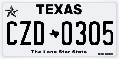 TX license plate CZD0305
