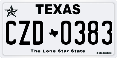 TX license plate CZD0383