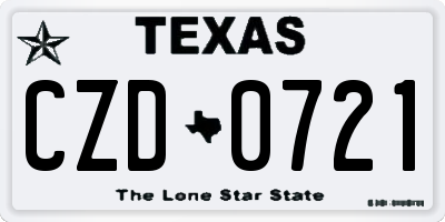 TX license plate CZD0721