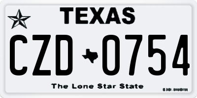 TX license plate CZD0754