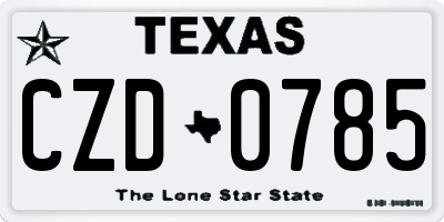TX license plate CZD0785