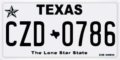 TX license plate CZD0786