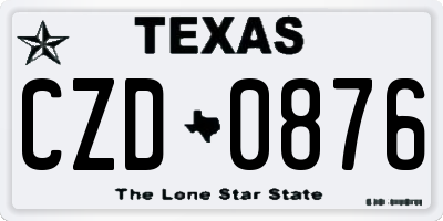 TX license plate CZD0876