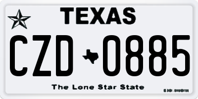 TX license plate CZD0885