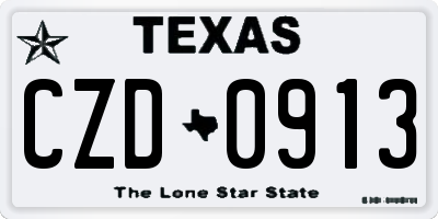 TX license plate CZD0913