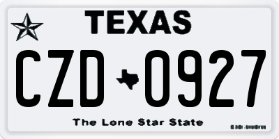 TX license plate CZD0927