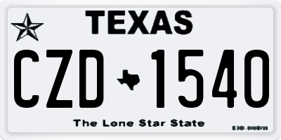 TX license plate CZD1540