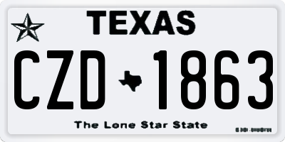 TX license plate CZD1863