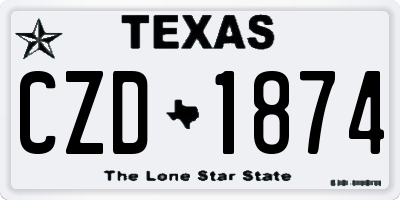 TX license plate CZD1874
