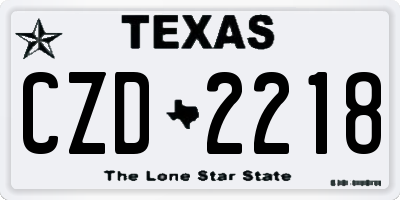 TX license plate CZD2218