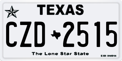 TX license plate CZD2515